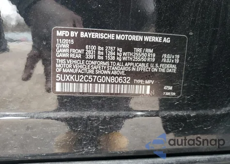 2016 BMW X6 xDrive35I z USA, uszkodzony, nr VIN 5UXKU2C57G0N80632